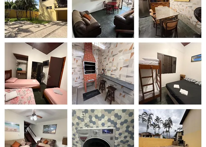 TRIPLEX piscina churrasqueira lava e seca Wi-Fi e 2 TVs em Condomínio com 90m2 no centro de Ubatuba